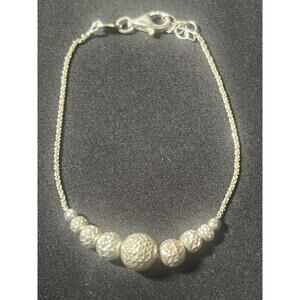 STERLING SILVER 925 Bead Bracelet DYADEMA Ball Bar Link Delicate Dainty Minimal